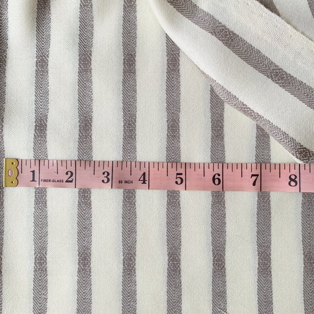 Pure Wool Taupe Cream Stripe Lightweight Sewing Fabric Remnant